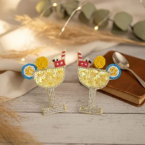 Handcrafted Beaded Cocktail Earrings – Fun Summer Party Drink Statement Jewelry