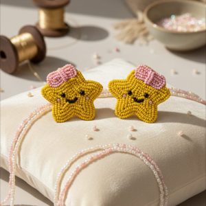 Handmade Beaded Butterfly Earrings | Pink, Yellow & Green Statement Jewelry